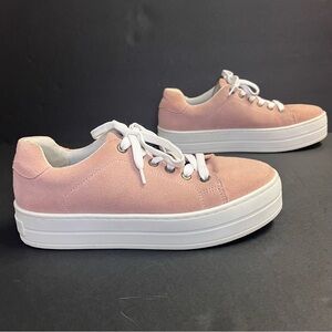 Boden Mirabelle Plimsolls Pink Suede Flatform Sneakers - Sz EU 38 / US 7